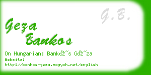 geza bankos business card